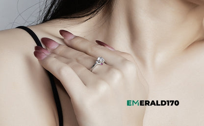 Silver synthetic diamond ring
